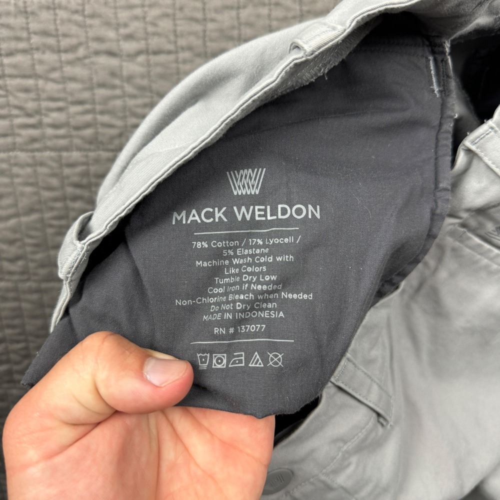 Mack Weldon Radius Chino Pants Mens 32x32 (32x30) Grey Stretch Tech Performance - Picture 11 of 15